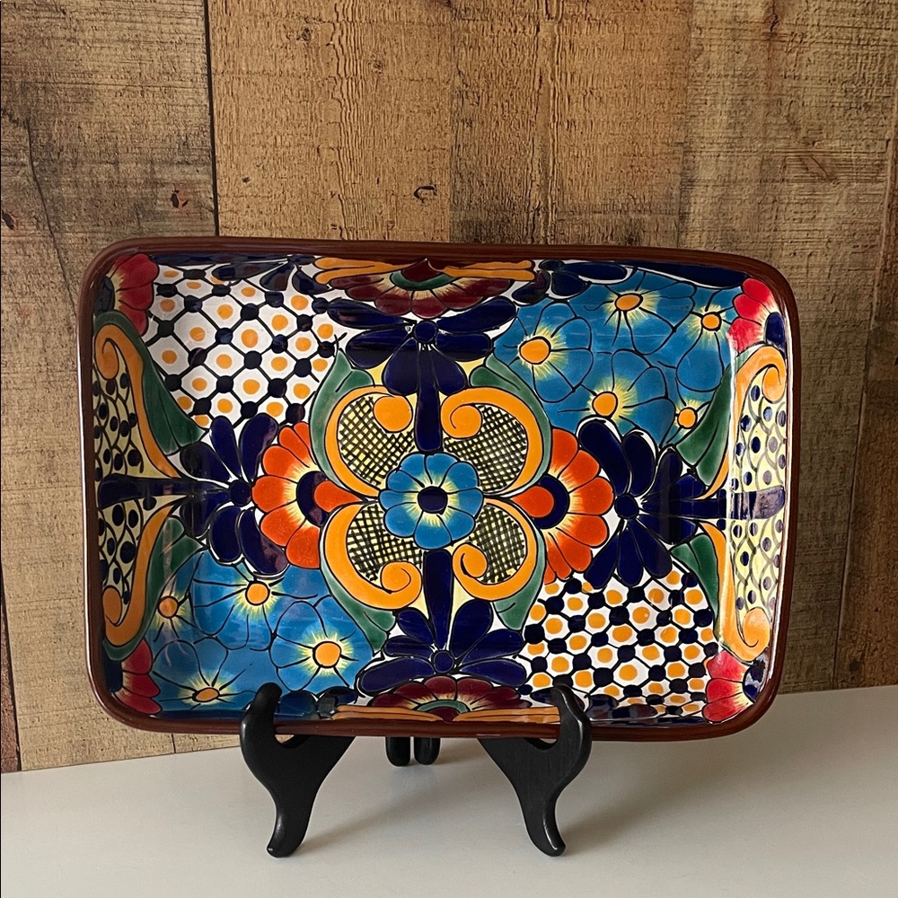 Mexican Talavera Pottery Casserole Dish